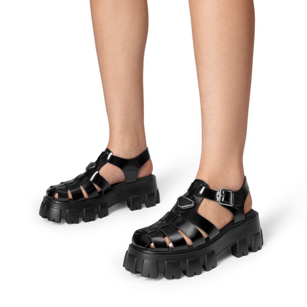 Lug Sole Platform Sandals - BLACK-PAT - 1